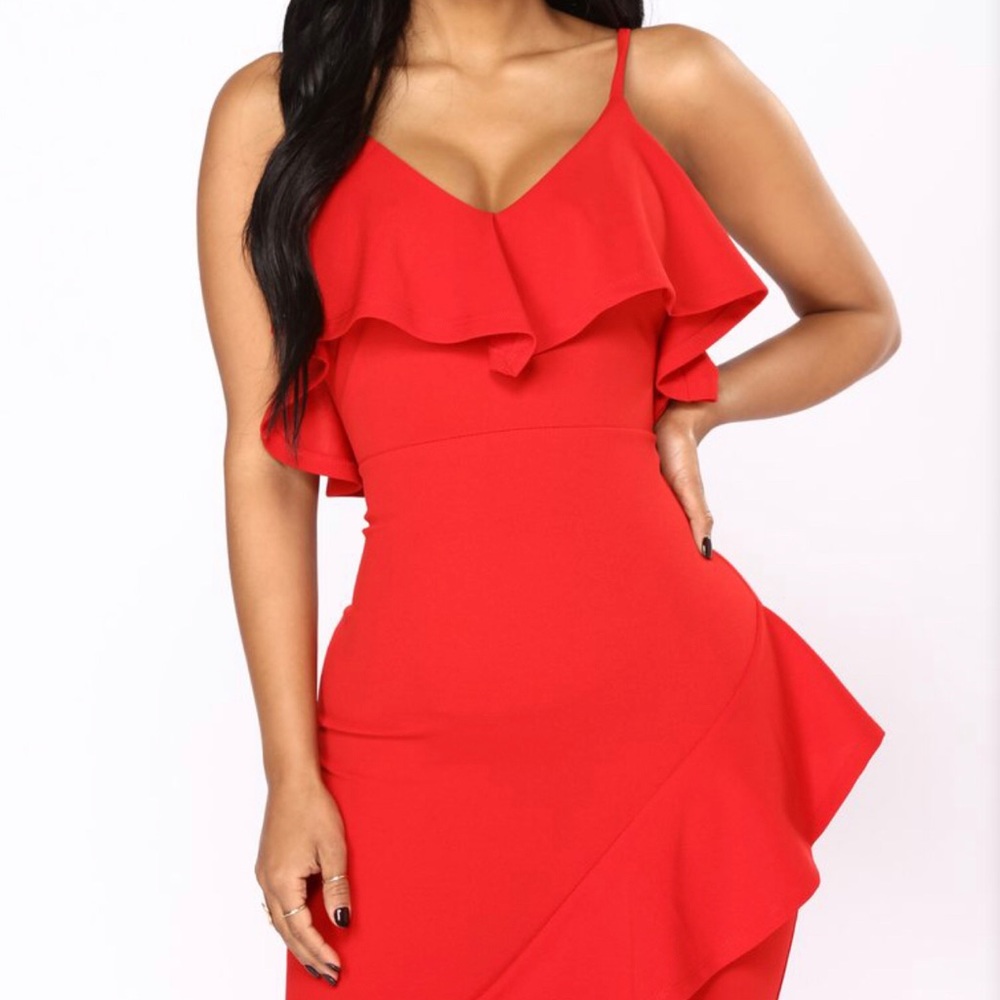 Stunning Long red ruffle dress